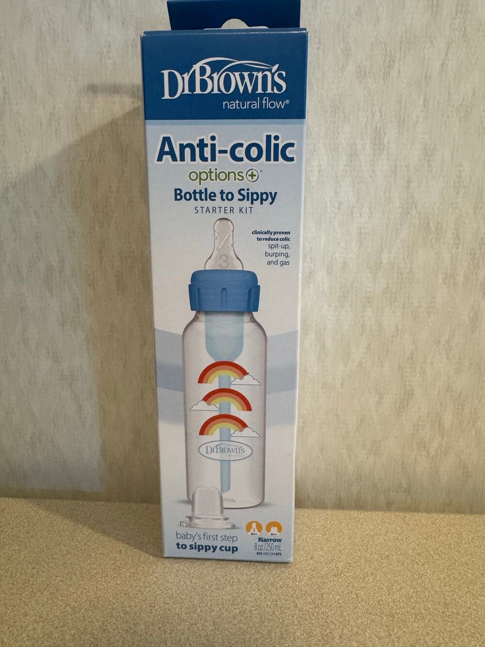 Dr. Brown's Natural Flow Anti-Colic Options+ Narrow Sippy Bottle Starter Kit 8oz